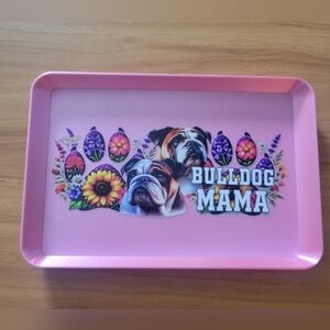 💀NEW 💀 Hand Crafted Pink Bulldog Mama Decorative Tray